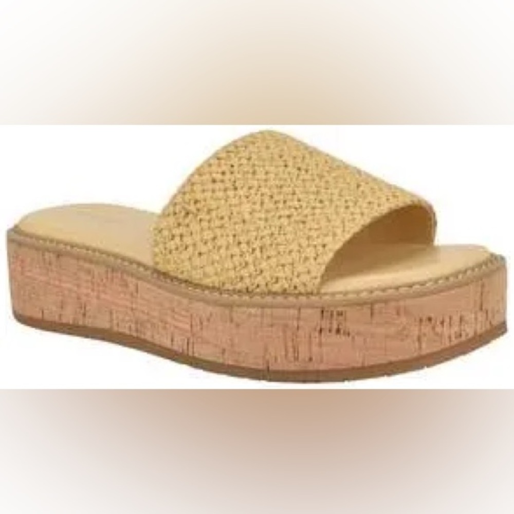 🆕Calvin Klein ARZELIA Natural Woven Cork Platform Sandals